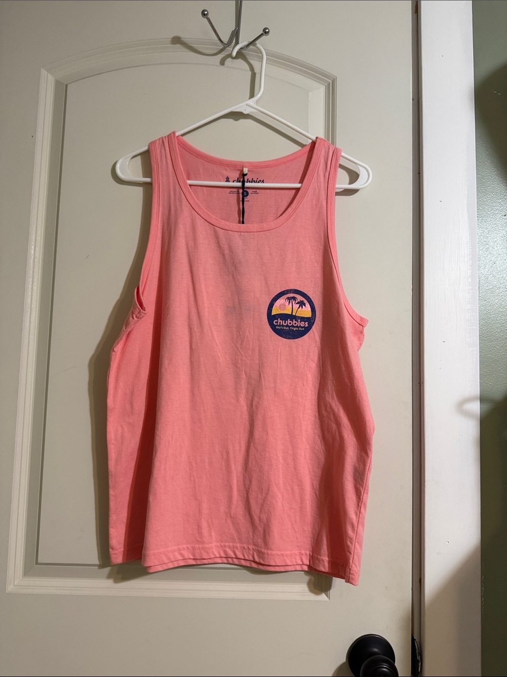 chubbies Coral Pink Logo Tank Top. Men’s small
